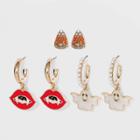 Sugarfix By Baublebar Multi Candy Corn Ghost And Fangs Huggie Hoop Earring