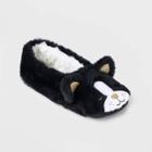 No Brand Women's Boston Terrier Faux Fur Pull-on Slipper Socks With Grippers - Black/white