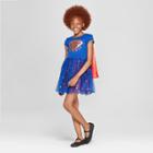 Dc Comics Plus Size Girls' Supergirl Short Sleeve Cosplay Dress - Navy/red