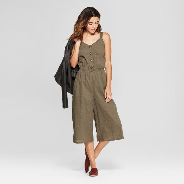 Women's Button Front Jumpsuit - Universal Thread Olive