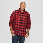 Men's Tall Checkered Standard Fit Long Sleeve Flannel Button-down Shirt - Goodfellow & Co Ripe Red