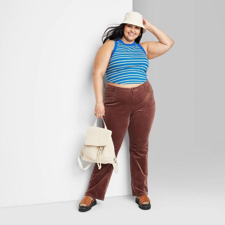 Women's Plus Size Low-rise Corduroy Flare Pants - Wild Fable Brown