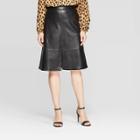 Women's High-rise A Line Leather Skirt - A New Day Black