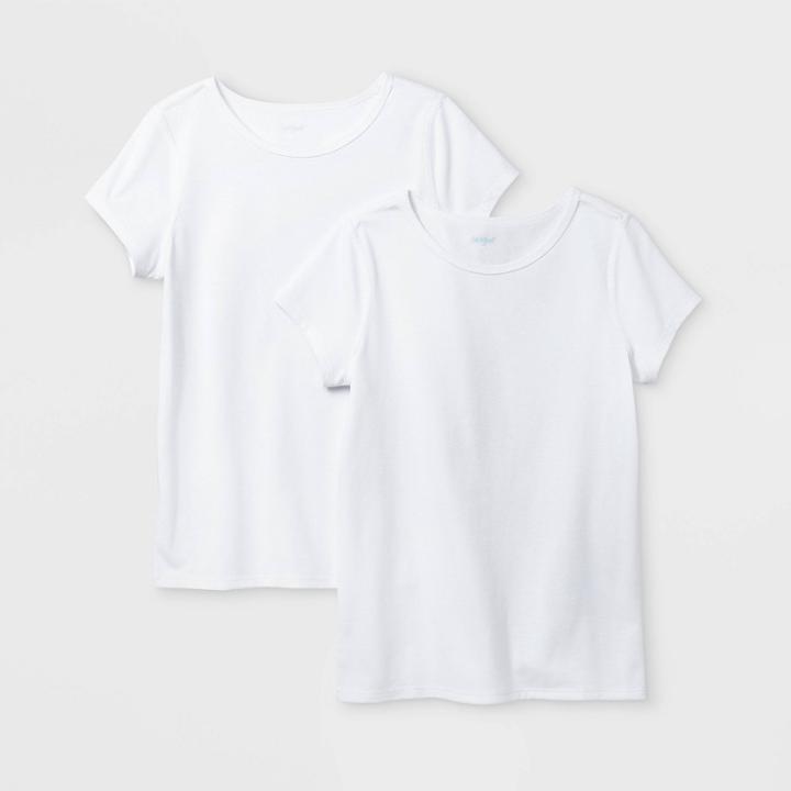 Girls' Adaptive 2pk Short Sleeve T-shirt - Cat & Jack White