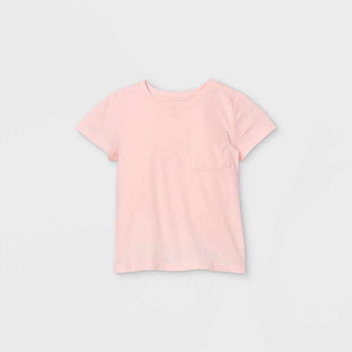 Toddler Boys' Striped Pocket Short Sleeve T-shirt - Cat & Jack Pink