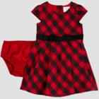 Baby Girls' Buffalo Plaid Sleeveless Dress With Diaper Cover - Just One You Made By Carter's Red Newborn