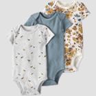 Baby Girls' 3pk Organic Cotton Ochre Floral Bodysuit - Little Planet By Carter's Gray/gold/blue Nb