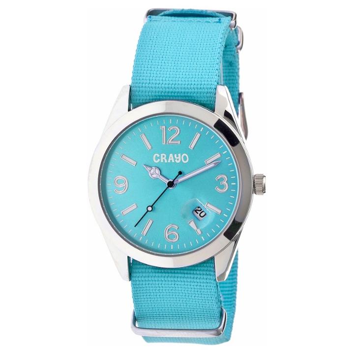 Women's Crayo Sunrise Watch With Nylon Strap And Luminous Hands- Aqua, Turquoise