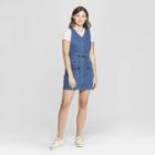 Women's Sleeveless Belted Denim Dress - Universal Thread Medium Wash