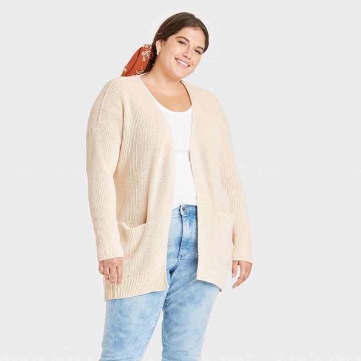 Women's Plus Size Cardigan - Universal Thread Beige