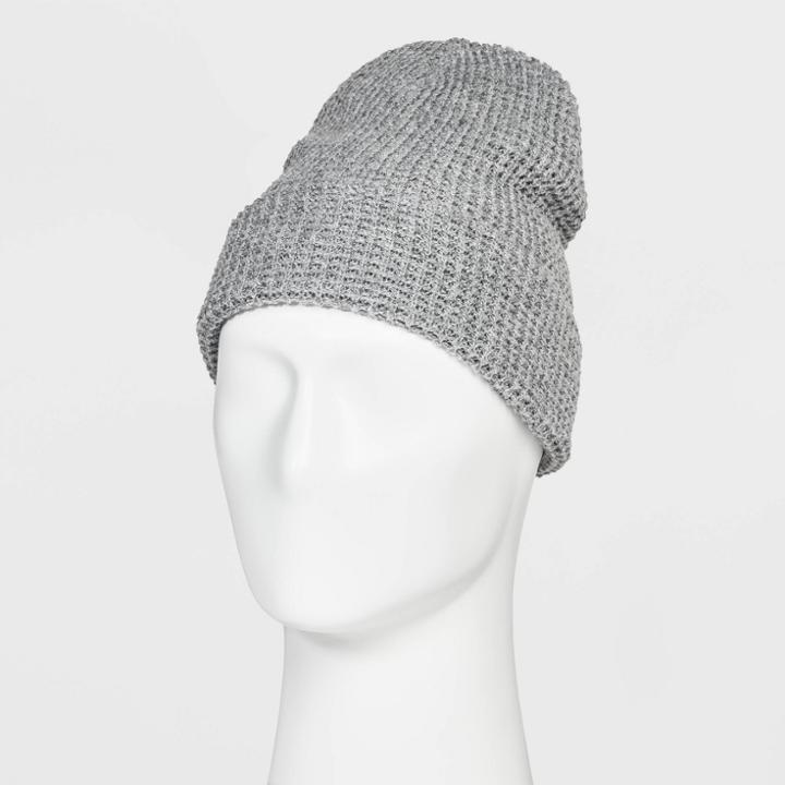 Men's Waffle Knit Value Beanie - Goodfellow & Co Heathered Gray