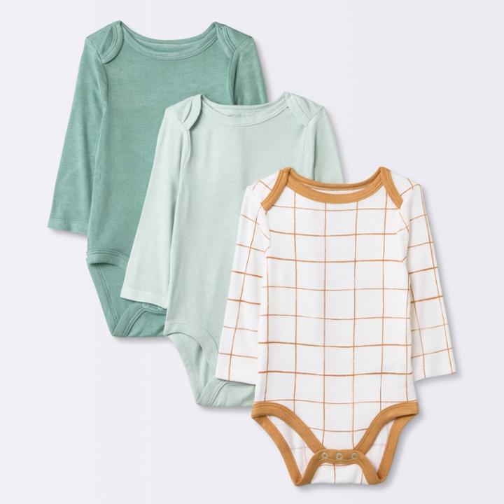 Baby 3pk Premium Bodysuit - Cloud Island Mint Green Newborn