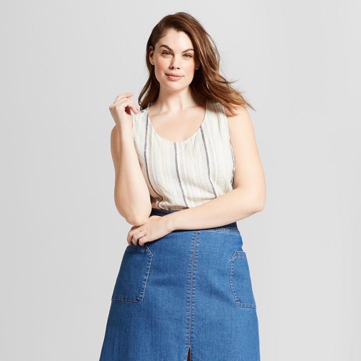 Women's Plus Size Striped Swing Tank - Universal Thread