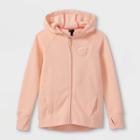 Girls' Fleece Full Zip Hooded Sweatshirt - All In Motion Peach Orange
