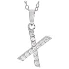 Journee Collection 1/5 Ct. T.w. Round-cut Cz Initial Pave Set Pendant Necklace In Sterling Silver - Silver, X (18), Girl's, Size: Small, Silver
