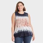 Women's Plus Size Tie-dye Tank Top - Knox Rose Navy