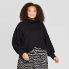 Women's Plus Size Dolman Long Sleeve Turtleneck Sweatshirt - Who What Wear Black