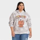 Women's Snoopy Plus Size Dog House Hooded Graphic Sweatshirt - Gray Tie-dye