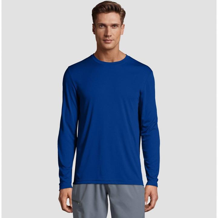 Hanes Men's Big & Tall Long Sleeve Cooldri Performance T-shirt -deep Blue