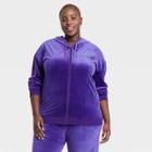 Women's Nba Plus Size Lakers Velour Zip-up Graphic Hoodie - Purple