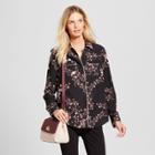 Women's Floral Crepe Blouse - A New Day Black