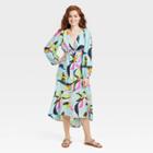 Women's Long Sleeve Twist Cut Out Dress - A New Day Blue Floral