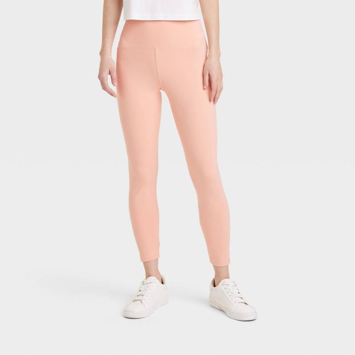 Women's High Waisted Everyday Active 7/8 Leggings - A New Day Coral