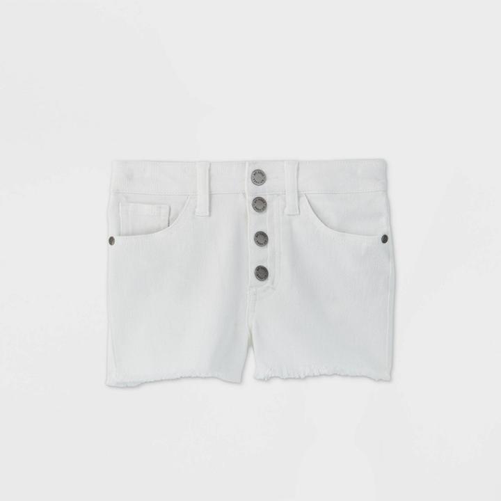 Girls' Button-front Jean Shorts - Art Class White