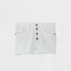 Girls' Button-front Jean Shorts - Art Class White