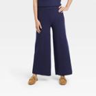 Women's High-rise Ribbed Sweater Wide Leg Pants - A New Day Navy Blue
