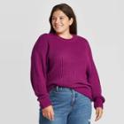 Women's Plus Size Crewneck Pullover Sweater - Universal Thread Fuchsia