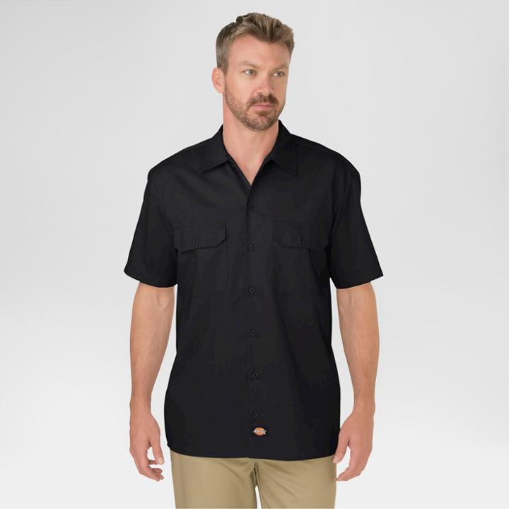 Dickies Men's Big & Tall Original Fit Short Sleeve Twill Work Shirt- Black Xl Tall,