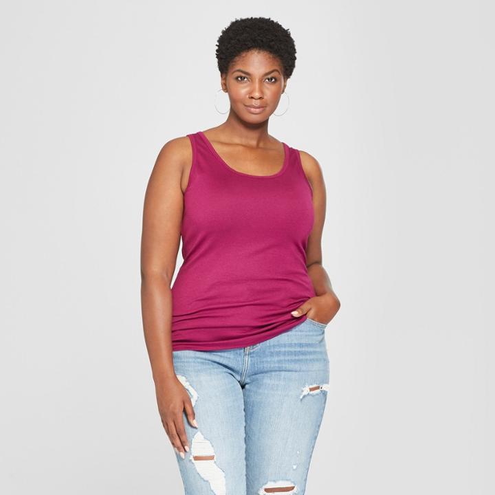 Women's Plus Size Perfect Tank - Ava & Viv Magenta (pink)