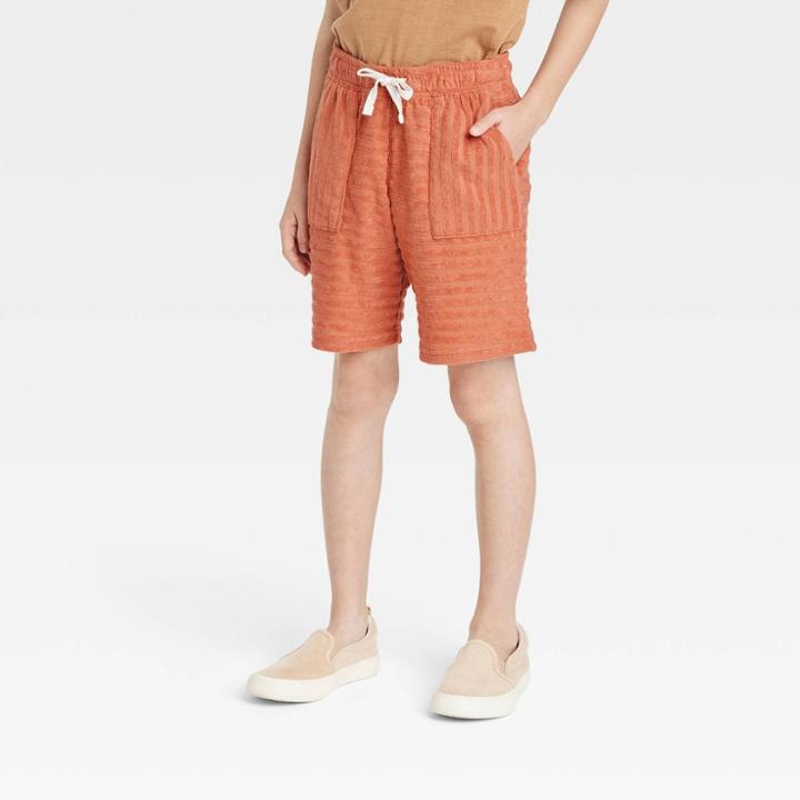 Boys' Pull-on French Terry Striped Shorts - Cat & Jack Orange