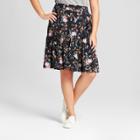 Women's Plus Size Floral Print Ruffle Mini Skirt - A New Day Black 4x,