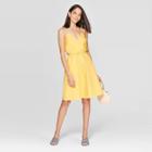 Women's Sleeveless V-neck Wrap Dress - A New Day Yellow