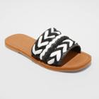 Women's Eve Square Toe Raffia Slide Sandals - Universal Thread Black