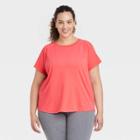 Women's Plus Size Essential Crewneck Short Sleeve T-shirt - All In Motion Coral Pink