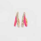 Sugarfix By Baublebar Crystal And Enamel Double Hoop Earrings - Pink