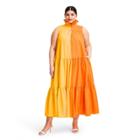 Plus Size Sleeveless Ruffle Two-tone Tiered Dress - Christopher John Rogers For Target Orange