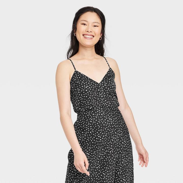 Women's Matte Satin Essential Cami - A New Day Black/white