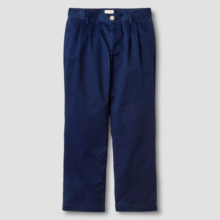 Boys' Reinforced Knee Pleated Uniform Chino Pants - Cat & Jack Navy (blue)