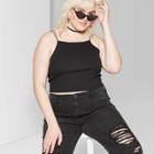 Women's Plus Size Square Neck Elastic Strap Tank Top - Wild Fable Black