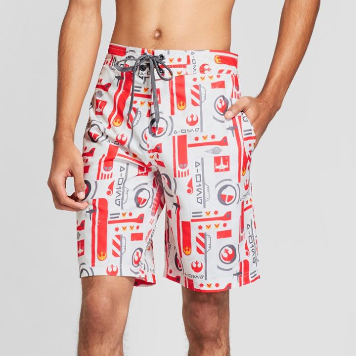 Men's 10 Star Wars Episode 8 Shapes All Over Print Boardshort - Red/white,