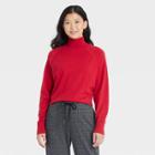 Women's Lightweight Turtleneck Pullover Sweater - A New Day Red