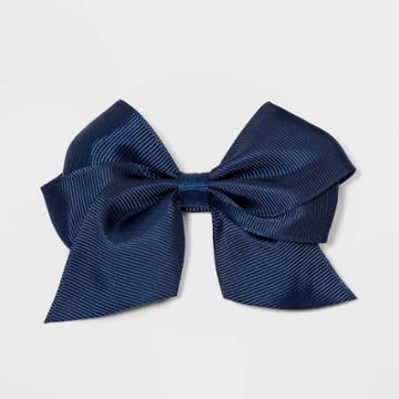 Girls' Solid Bow Hair Clip - Cat & Jack Navy
