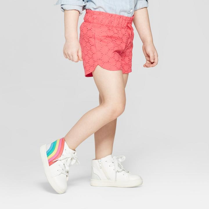 Toddler Girls' Eyelet Woven Fashion Shorts - Cat & Jack Orange