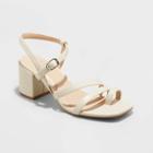 Women's Ramona Strappy Block Heeled Sandals - A New Day Cream