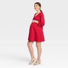 The Nines By Hatch 3/4 Sleeve Fit & Flare Ponte Maternity Dress Red