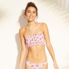 Women's Smocked Underwire Bandeau Bikini Top - Xhilaration Pink Floral M,
